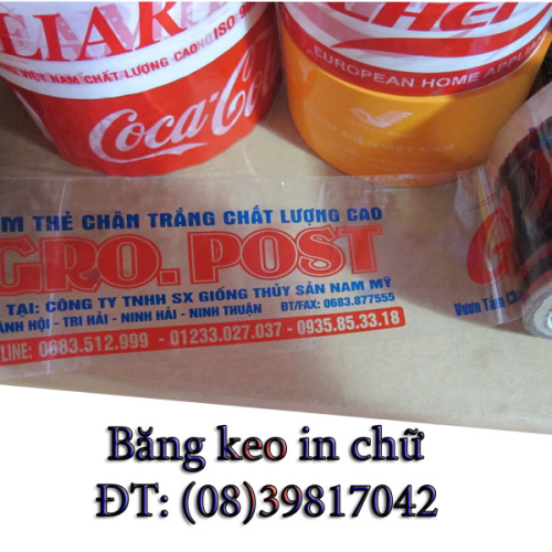 Keo trong in 2 màu xanh đỏ